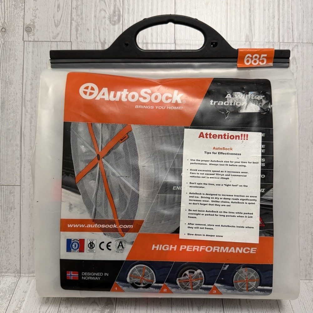 New AutoSock 685 Snow Socks Traction Wheel Covers For Snow Ice 1 Pack‎ 2 Covers